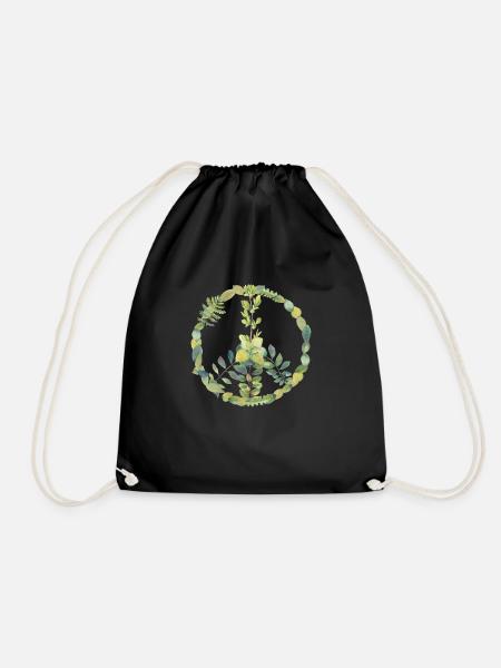 Peace Love 60s 70s Flower Power Hippie Kostüm Shir - Turnbeutel - Schwarz