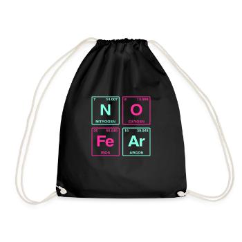 NO FEAR - mit Elementen des Perdiodensystems - Turnbeutel - Schwarz - Vorne