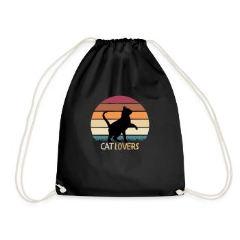 Cat lover - Cat lover - Drawstring Bag - black - Front