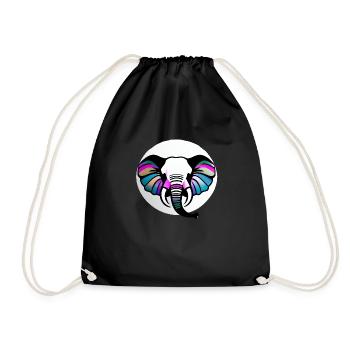 Little Elephant Cartoon Cute Love Adventure 3 - Drawstring Bag - black - Front