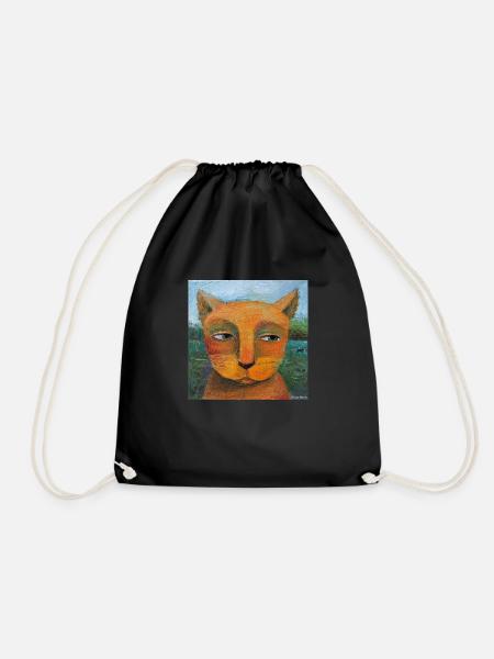 Orangene Katze - Turnbeutel - Schwarz