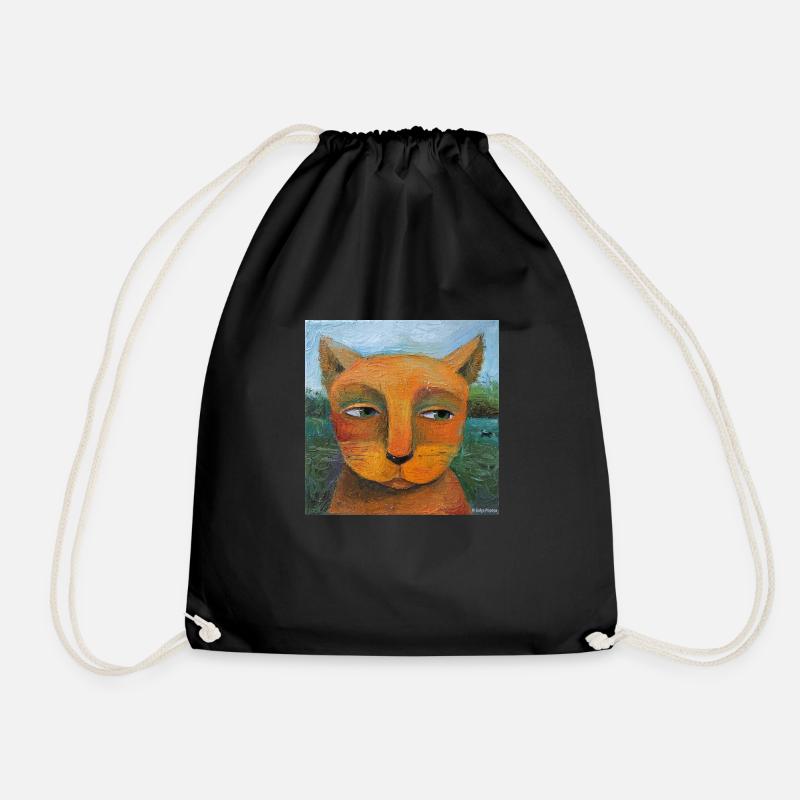 Orangene Katze - Turnbeutel - Schwarz