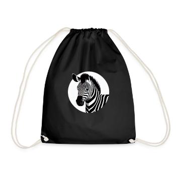 Fun Zebra Cartoon Funny Nature Animal Safari 2 - Drawstring Bag - black - Front