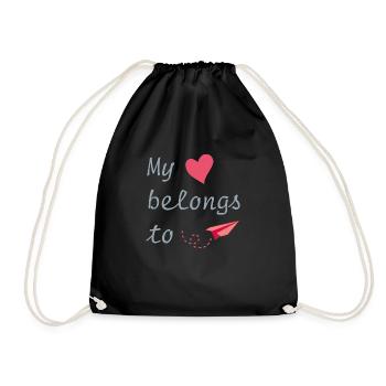 My heart belongs to - Drawstring Bag - black - Front