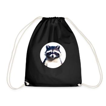 Raccoons Cute Cartoon Raccoon 30 - Drawstring Bag - black - Front