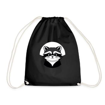 Raccoons Cute Cartoon Raccoon 21 - Drawstring Bag - black - Front