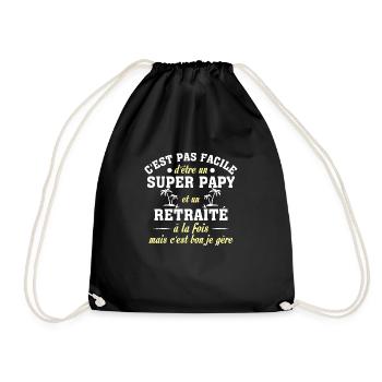 Homme Super papy retraité humour retraite homme - Sac de sport léger - noir - Devant