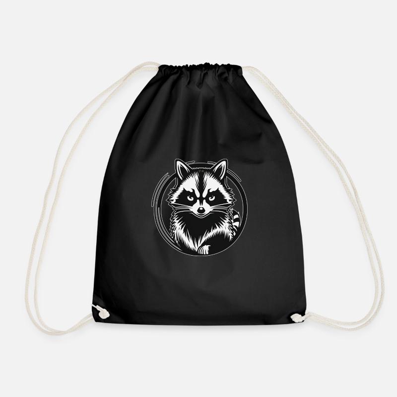 Raccoon - Drawstring Bag - black