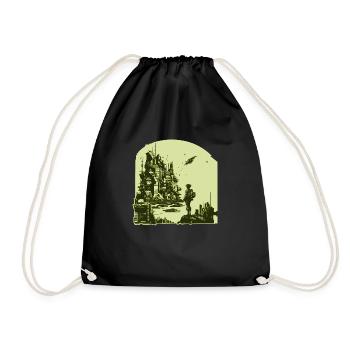 Science Fiction Comic Artwork in 8 Bit Retro Style - Drawstring Bag - black - Front