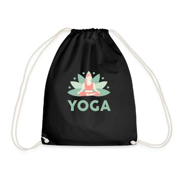 Yoga Meditation Lotusblüte Ruhe Entspannung Freude - Turnbeutel - Schwarz - Vorne