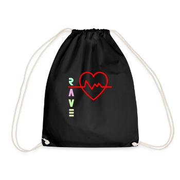 Rave with heart beat logo - Drawstring Bag - black - Front