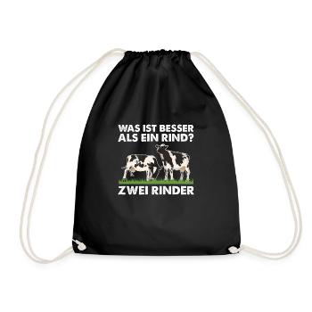 Was ist besser als ein Rind? Zwei Rinder - Turnbeutel - Schwarz - Vorne