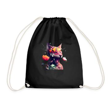Frühling Fuchs und Blumen - Turnbeutel - Schwarz - Vorne