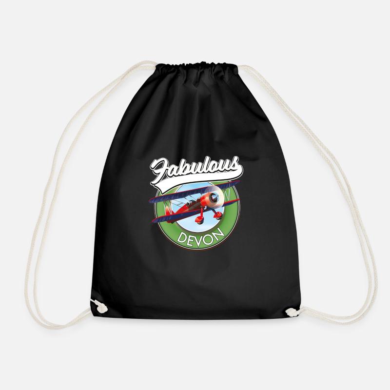 Fabulous Devon travel logo - Drawstring Bag - black