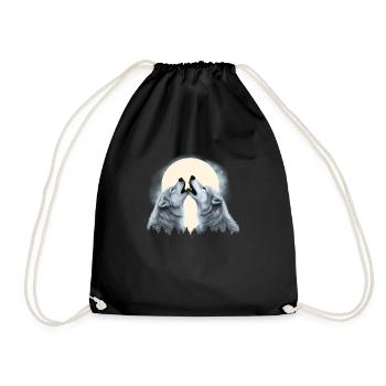 Deux loups hurlant à la Lune Couple de loups - Sac de sport léger - noir - Devant