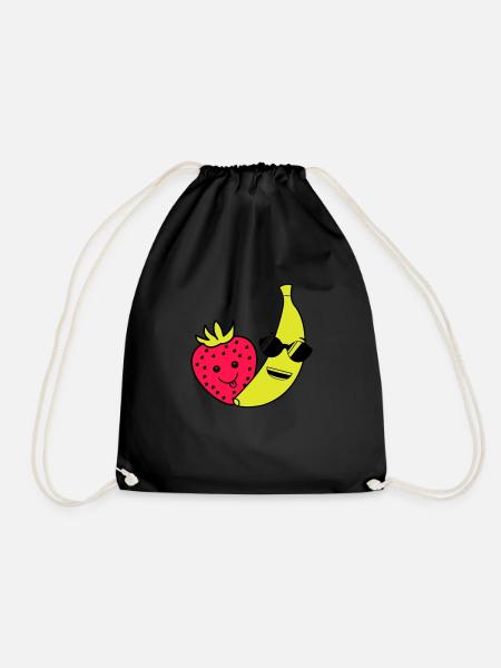 erdbeere banane - Turnbeutel - Schwarz