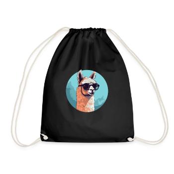 Alpaka Lama Sonnenbrille - Turnbeutel - Schwarz - Vorne