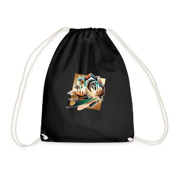 abstract uae in the future cartoon - Drawstring Bag - black - Front