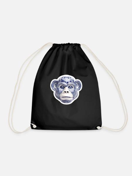 Visage de singe en céramique - Sac de sport léger - noir