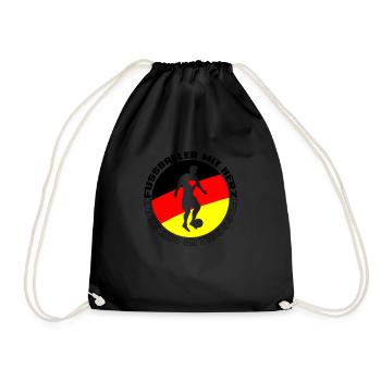 fussballer mit herz deutschland 3 - Turnbeutel - Schwarz - Vorne