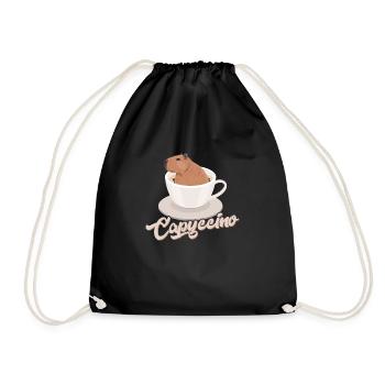 Capyccino Capybara Animal Lover - Drawstring Bag - black - Front