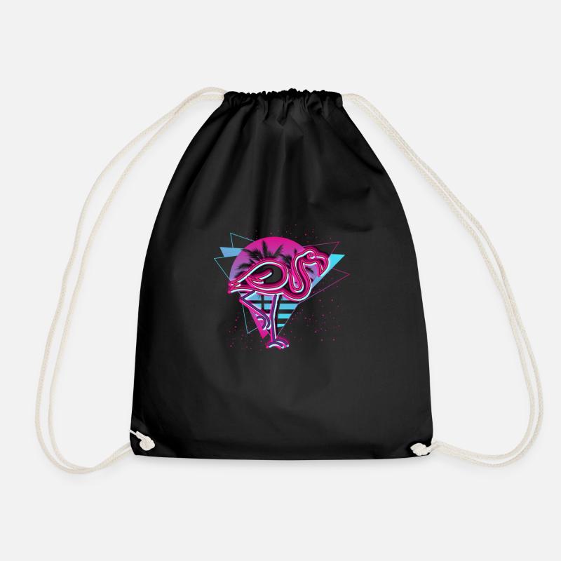 Abstract Flamingo T Shirt - Drawstring Bag - black