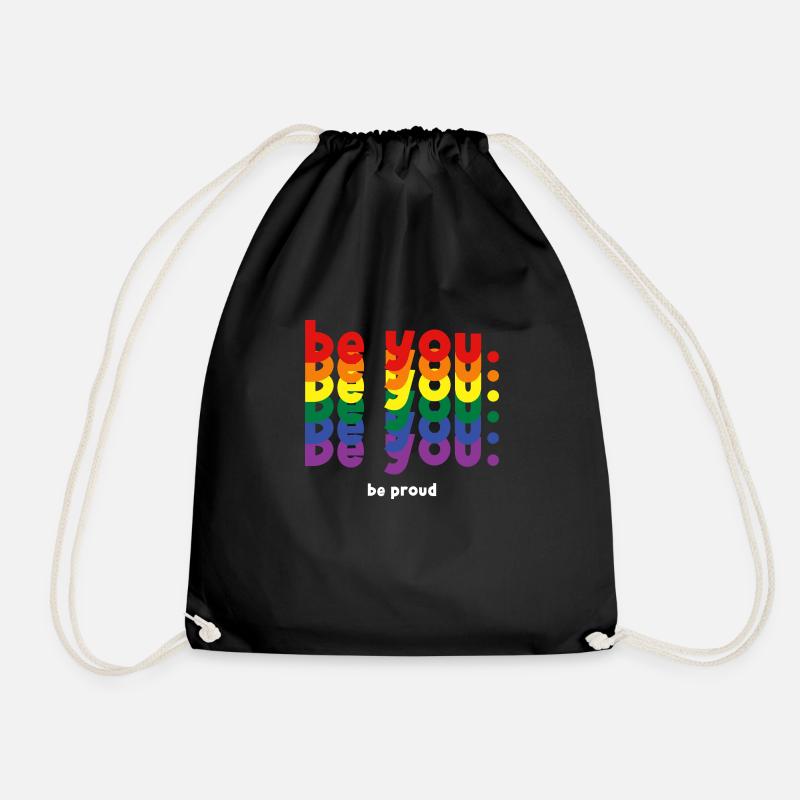 Sei du stolz LGBTQ Pride Regenbogen Lesbisch Schwul - Turnbeutel - Schwarz