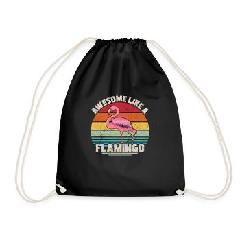 Awesome Like A Flamingo Retro Vintage - Drawstring Bag - black - Front