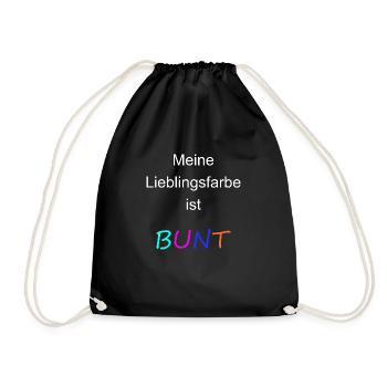 Meine Lieblingsfarbe ist BUNT (weiss) - Turnbeutel - Schwarz - Vorne