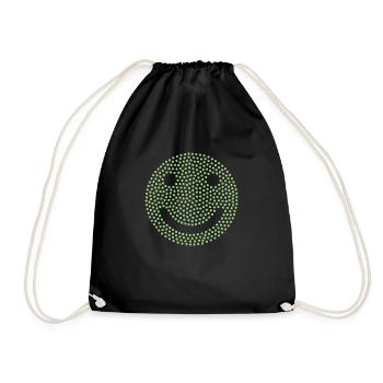 Emoji laugh green - Drawstring Bag - black - Front