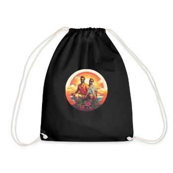 Gay men on vacation summer vacation island - Drawstring Bag - black - Front