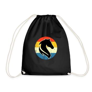 Vintage Retro Horse Sunset For Horse Lovers - Drawstring Bag - black - Front