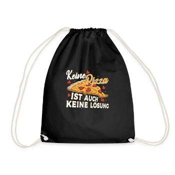 Keine Pizza ist auch keine Lösung - Turnbeutel - Schwarz - Vorne