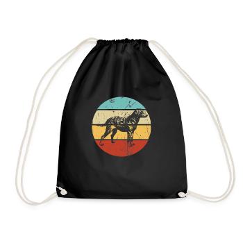 Vintage Hund Retro Sonnenuntergang - Turnbeutel - Schwarz - Vorne