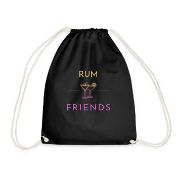 Rum and Friends mit Cocktailgläsern - Turnbeutel - Schwarz - Vorne