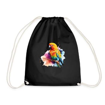 Papagei Bunte Exotische Kunst - Turnbeutel - Schwarz - Vorne