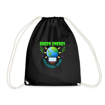 Green energy, sustainable future - Drawstring Bag - black - Front