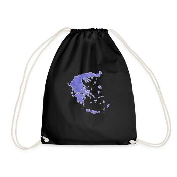 "Map", Boho Line Art Design, Series "Greece" - Drawstring Bag - black - Front
