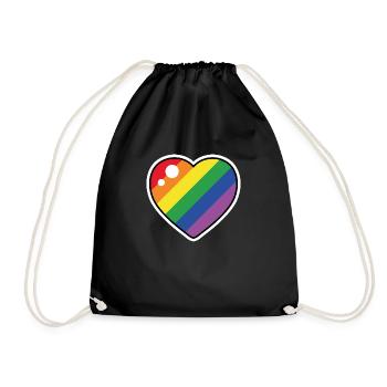 Heart (Pride Flag) - Drawstring Bag - black - Front