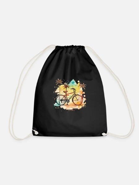 Farbenfrohe Rad geometrie Vintage Retro Style bike - Turnbeutel - Schwarz