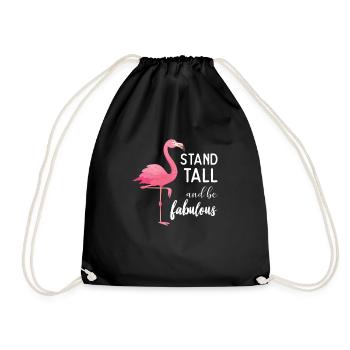 Fabulous Flamingo - Drawstring Bag - black - Front