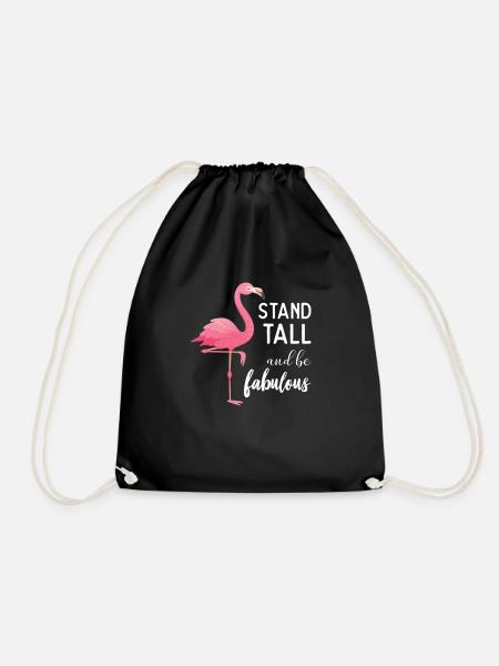 Fabulous Flamingo - Drawstring Bag - black
