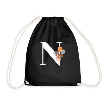 Letter n birthday balloon - Drawstring Bag - black - Front