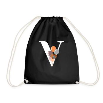 Buchstabe v Geburtstagsballon - Turnbeutel - Schwarz - Vorne