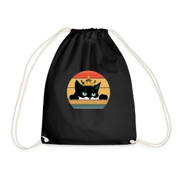 cat - Drawstring Bag - black - Front