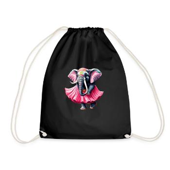Éléphant dansant en jupe rose - Sac de sport léger - noir - Devant
