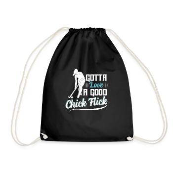 Gotta Love A Good Chick Flick Field Hockey Player - Turnbeutel - Schwarz - Vorne