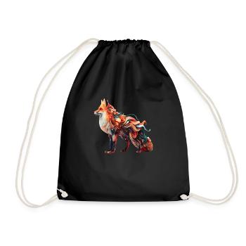 Colorful Abstract Fox - Drawstring Bag - black - Front
