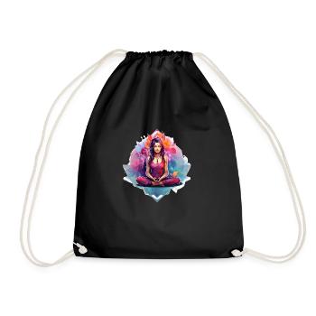Femme méditante, méditation, mudras, chakras - Sac de sport léger - noir - Devant