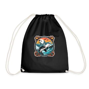 requin et coucher de soleil - Sac de sport léger - noir - Devant